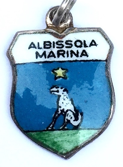 Albissola Marina Italy - Coat of Arms - Vintage Silver Enamel Travel Shield Charm