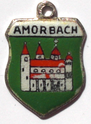 AMORBACH, Germany - Vintage Silver Enamel Travel Shield Charm AMORBACH, Germany - Vintage Silver Enamel Travel Shield Charm