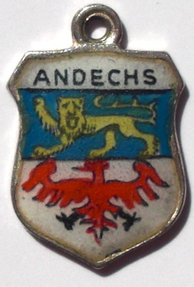 ANDECHS, Germany - Vintage Silver Enamel Travel Shield Charm ANDECHS, Germany - Vintage Silver Enamel Travel Shield Charm