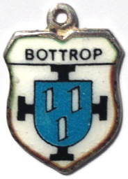 BOTTROP, Germany - Vintage Silver Enamel Travel Shield Charm BOTTROP, Germany - Vintage Silver Enamel Travel Shield Charm