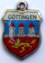GOTTINGEN, Germany - Vintage Silver Enamel Travel Shield Charm