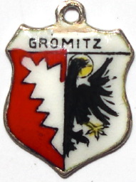 GROMITZ, Germany - Vintage Silver Enamel Travel Shield Charm