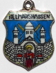 HELMARSCHAUSEN, Germany - Vintage Silver Enamel Travel Shield Charm