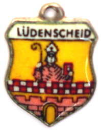 LUDENSCHEID, Germany - Vintage Silver Enamel Travel Shield Charm