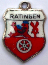 RATINGEN, Germany - Vintage Silver Enamel Travel Shield Charm