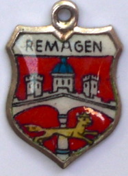 REMAGEN, Germany - Vintage Silver Enamel Travel Shield Charm
