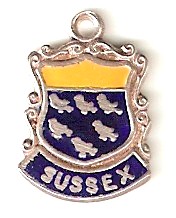 SUSSEX, England - Vintage Silver Enamel Travel Shield Charm SUSSEX, England - Vintage Silver Enamel Travel Shield Charm