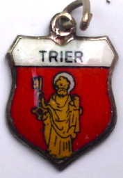 TRIER, Germany - Vintage Silver Enamel Travel Shield Charm