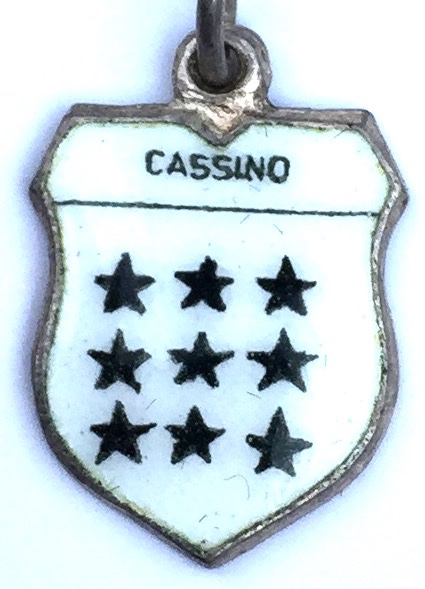Cassino Italy - Coat of Arms - Vintage Silver Enamel Travel Shield Charm