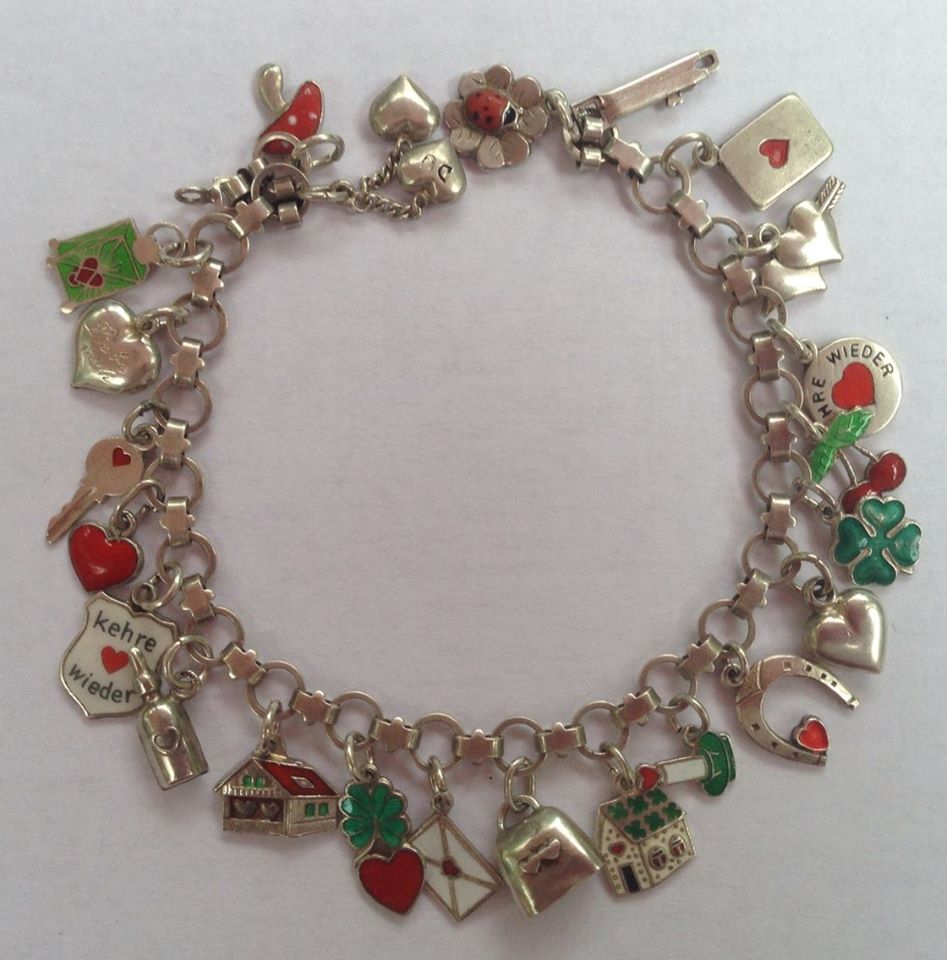 eCharmony Charm Bracelet Collection - Tiny Austrian Charms Red, Green & White