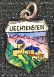 Liechtenstein Vintage enamel Travel Shield Charm - Village Scene