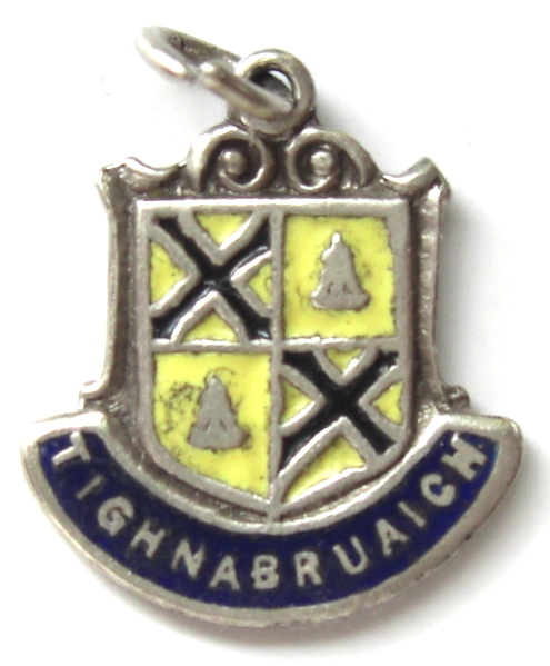 TIGHNBRAICH, Scotland - Crest Vintage Silver & Enamel Travel Shield Charm