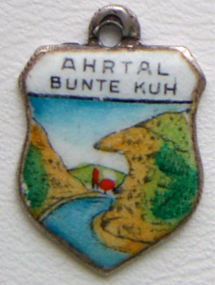 Ahrtal Bunte Kuh, Germany Vintage Enamel Travel Shield Charm Ahrtal Bunte Kuh, Germany Vintage Enamel Travel Shield Charm