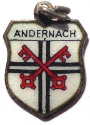 (image for) ANDERNACH, Germany - Vintage Silver Enamel Travel Shield Charm