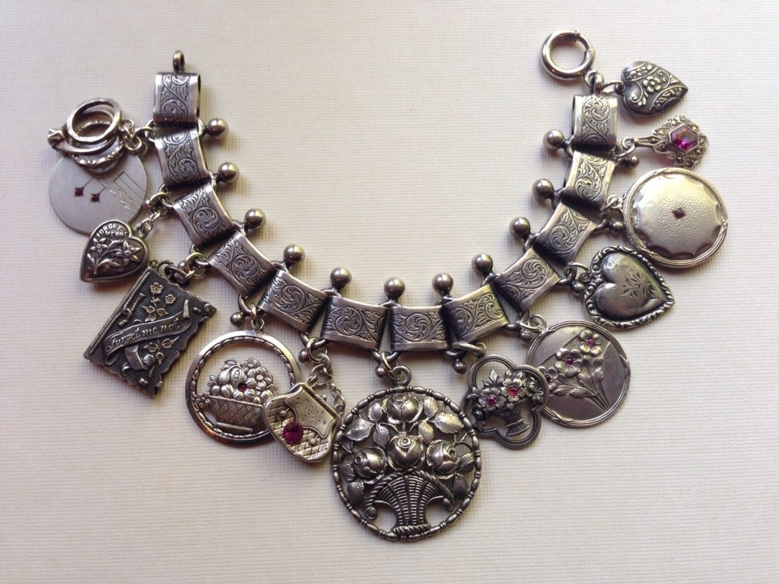 (image for) eCharmony Charm Bracelet Collection - Antique Book Chain & Silver Charms