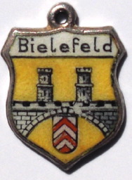 BIELEFELD, Germany - Vintage Silver Enamel Travel Shield Charm (image for) BIELEFELD, Germany - Vintage Silver Enamel Travel Shield Charm