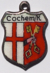 (image for) COCHEM, Germany - Vintage Silver Enamel Travel Shield Charm
