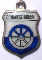 DONAUESCHINGEN, Germany - Vintage Silver Enamel Travel Shield Charm (image for) DONAUESCHINGEN, Germany - Vintage Silver Enamel Travel Shield Charm