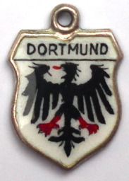 (image for) DORTMUND, Germany - Vintage Silver Enamel Travel Shield Charm