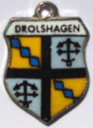 DROLSHAGEN, Germany - Vintage Silver Enamel Travel Shield Charm (image for) DROLSHAGEN, Germany - Vintage Silver Enamel Travel Shield Charm