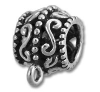 (image for) Slider Bead Charm Hanger 2 - EC018 Sterling Silver Filigree - Side Loop