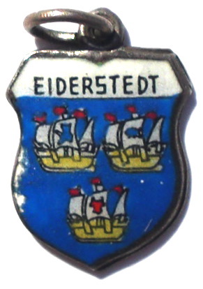 EIDERSTEDT, Germany - Vintage Silver Enamel Travel Shield Charm (image for) EIDERSTEDT, Germany - Vintage Silver Enamel Travel Shield Charm
