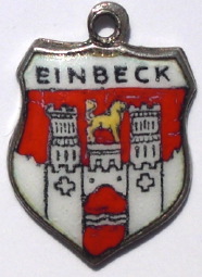 (image for) EINBECK, Germany - Vintage Silver Enamel Travel Shield Charm