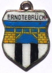 ERNDTEBRUCK, Germany - Vintage Silver Enamel Travel Shield Charm (image for) ERNDTEBRUCK, Germany - Vintage Silver Enamel Travel Shield Charm