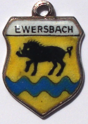 EWERSBACH, Germany - Vintage Silver Enamel Travel Shield Charm (image for) EWERSBACH, Germany - Vintage Silver Enamel Travel Shield Charm