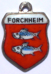 FORCHHEIM, Germany - Vintage Silver Enamel Travel Shield Charm (image for) FORCHHEIM, Germany - Vintage Silver Enamel Travel Shield Charm