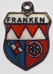 FRANKEN, Germany - Vintage Silver Enamel Travel Shield Charm (image for) FRANKEN, Germany - Vintage Silver Enamel Travel Shield Charm
