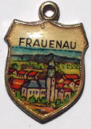 (image for) FRAUENAU, Germany - Vintage Silver Enamel Travel Shield Charm
