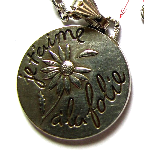 Antique Art Nouveau Silver Je t'aime à la folie Charm - For Sale! (image for) Antique Art Nouveau Silver Je t'aime à la folie Charm - For Sale!