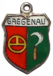 (image for) GAGGENAU, Germany - Vintage Silver Enamel Travel Shield Charm