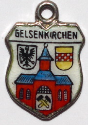 (image for) GELSENKIRCHEN, Germany - Vintage Silver Enamel Travel Shield Charm