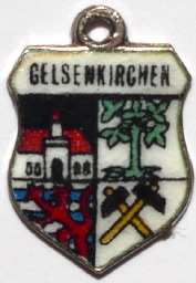 (image for) GELSENKIRCHEN, Germany - Vintage Silver Enamel Travel Shield Charm