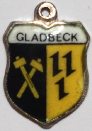 (image for) GLADBECK, Germany - Vintage Silver Enamel Travel Shield Charm