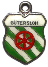 (image for) GUTERSLOH, Germany - Vintage Silver Enamel Travel Shield Charm