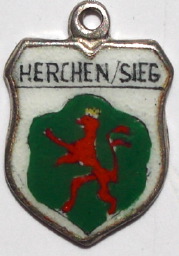 (image for) HERCHEN, Germany - Vintage Silver Enamel Travel Shield Charm