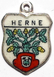 (image for) HERNE, Germany - Vintage Silver Enamel Travel Shield Charm