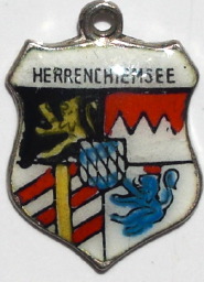 (image for) HERRENCHIEMESEE, Germany - Vintage Silver Enamel Travel Shield Charm