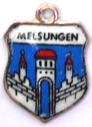 (image for) MELSUNGEN, Germany - Vintage Silver Enamel Travel Shield Charm