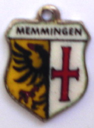 (image for) MEMMINGEN, Germany - Vintage Silver Enamel Travel Shield Charm