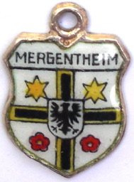 (image for) MERGENTHEIM, Germany - Vintage Silver Enamel Travel Shield Charm