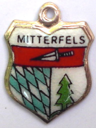 (image for) MITTERFELS, Germany - Vintage Silver Enamel Travel Shield Charm