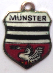 MUNSTER, Germany - Vintage Silver Enamel Travel Shield Charm (image for) MUNSTER, Germany - Vintage Silver Enamel Travel Shield Charm