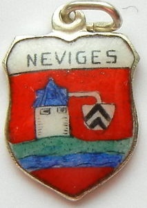 (image for) Neviges GERMANY - Crest - Vintage Silver Enamel Travel Shield Charm