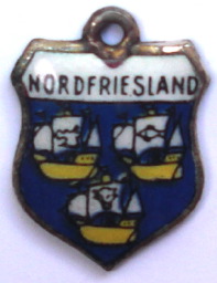 (image for) NORDSFRIESLAND, Germany - Vintage Silver Enamel Travel Shield Charm