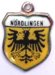 (image for) NORDLINGEN, Germany - Vintage Silver Enamel Travel Shield Charm