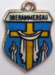 (image for) OBERAMMERGAU, Germany - Vintage Silver Enamel Travel Shield Charm